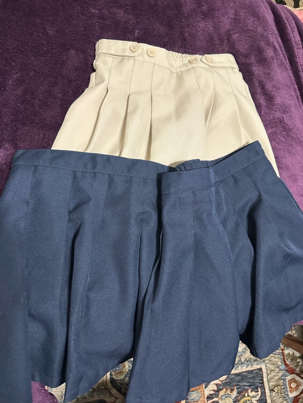Pleated Skirt trio - Navy and Cream
